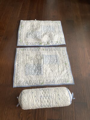 Pottery barn kids quilted pillow sham set blue floral plus throw pillow-image