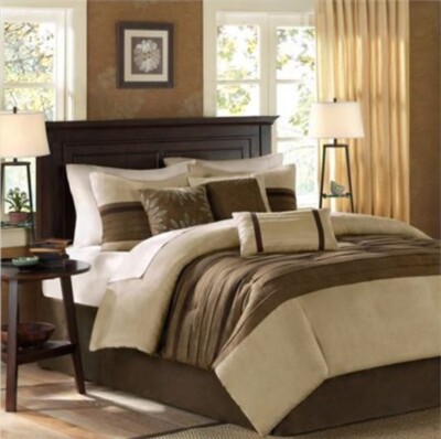 Madison Park Teagan 7-Pc. Faux Suede Comforter Set Full Natural Brown Taupe Tan-image