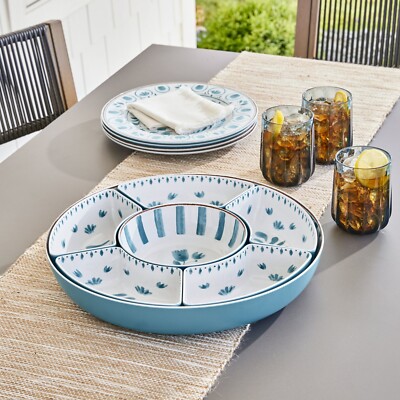 Melamine Chip And Dip Lazy Tray Blue 7 Pieces BPA Free-image