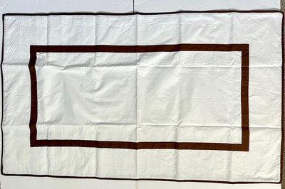 POTTERY BARN MORGAN BANDED 400 TC COTTON KING SHAM NEW CHOCOLATE BROWN WHITE-image