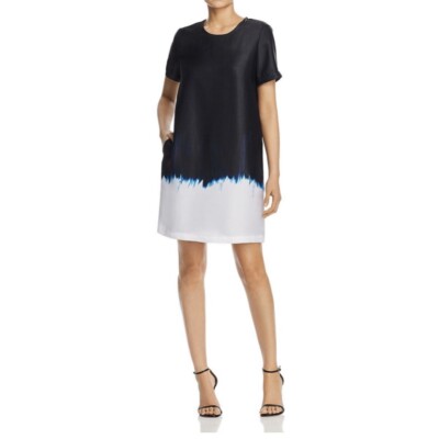 Kenneth Cole, Dipped Tie Dye Satin Shift Dress, Small-image