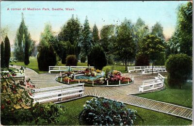 Seattle WA-Washington, Corner Of Madison Park, c1909 Vintage Souvenir Postcard-image