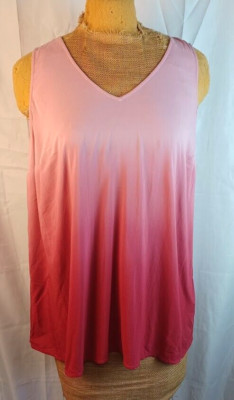 Torrid Red Pink Dip Dye Challis Tank Rayon Top V-Neck Size 0/12 NEW-image