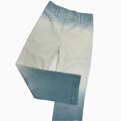 Anthropologie Blue and White Ombre Dip Dye High Rise Crop Jeans Womens 27-image