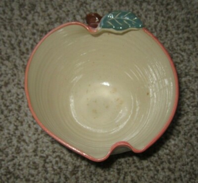 Vintage Hand Thrown Studio Art Apple Shaped Pottery Bowl, Signed MK Kovack 1992-image