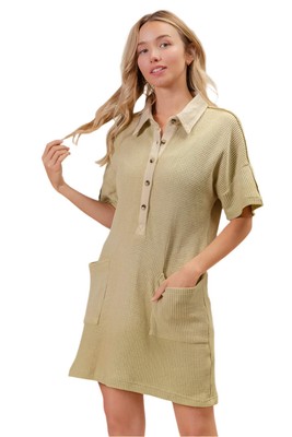 BiBi Dip Dye Mineral Washed Knit Dress-image