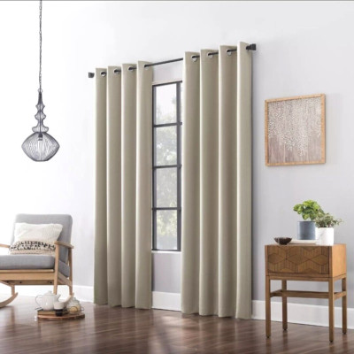 2 pk -Sun Zero Hartford Room Darkening Grommet Curtains Beige 50 x 84 ea.-image