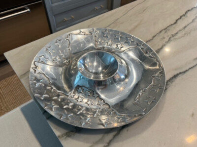 Wilton Armetale Texas State Map Chip & Dip/ Large Serving Tray with Stars 15.5