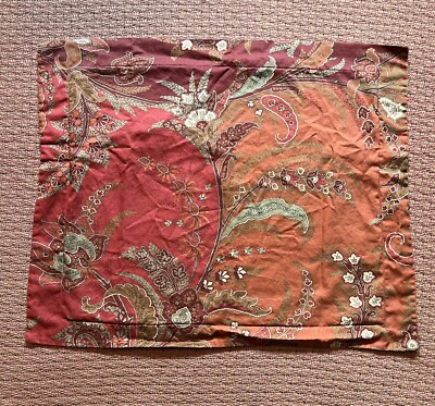 Pottery Barn Paisley Pillow Sham, Reds and Browns, Standard. 24