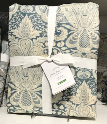 Pottery Barn Janelle Damask Duvet Cover Blue Queen Scroll Paisley No Shams🦩-image