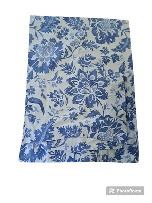 2 Pottery Barn Block Print Floral Blue Linen Blen Standard Country Farm House B3-image