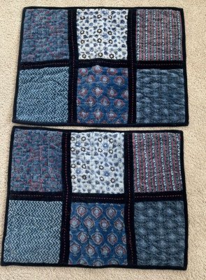 Jori Velvet Patchwork Pillow Shams Pottery Barn Navy Standard-image