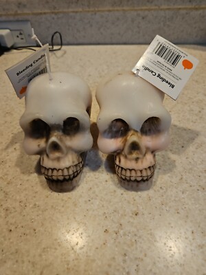 Bleeding Skull Candle. Halloween Decorations. Home Decor. 2 Candles-image