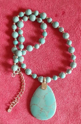 Turquoise & Sterling Silver Studio Barse Beaded 18 inch Necklace -image