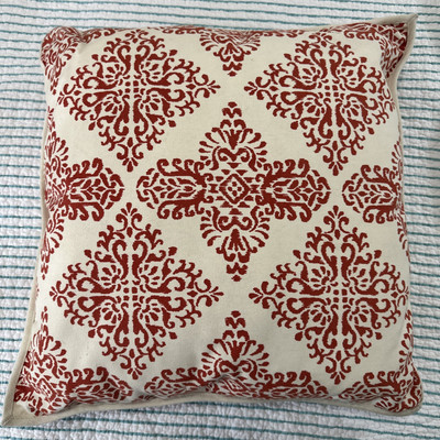 Pottery Barn Swirl Throw Pillow Red and White Spun Polyester 19” x 19”-image