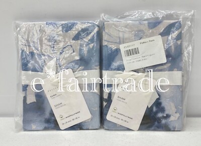 NEW Pottery Barn Florence Floral Organic EURO Shams~SET OF 2~Gray Blue Multi-image