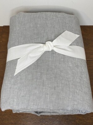 Pottery Barn F/Q Belgian Flax Linen Duvet Cover, Flagstone-image