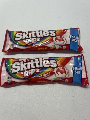 2x Skittles Dips Creamy Yogurt 2.9oz Share Size 2020 Limited Release Collectible-image