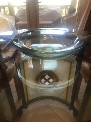 3/4” X 13” Diameter Clear Green Bowl by Salvatore Polizzi-image