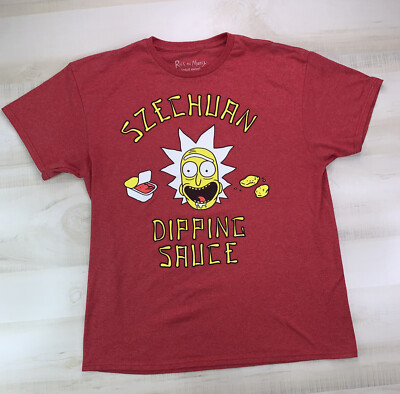 Rick and Morty T Shirt Mens Large Szechuan Dipping Sauce Red Short Sleeve Tee--image