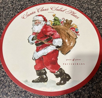 Pottery Barn Santa Claus Salad Plates Set Of Four-image