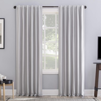 Greyson Faux Dupioni Silk Thermal Extreme Total Blackout Back Tab Curtain Pan...-image