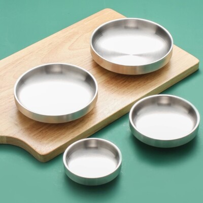 4Pcs Double Layer Small Plates Sauce Condiment Dipping Bowl Seasoning Dishes-image