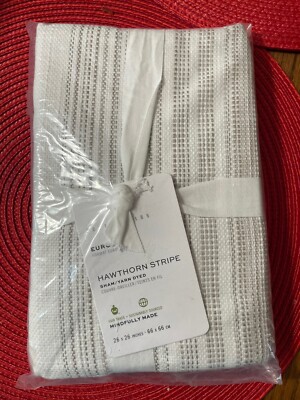 NEW Pottery Barn Taupe Hawthorn Striped Sham, Euro-image