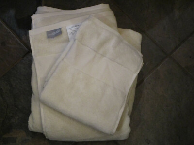 MADISON PARK SIGNATURE TURKISH COTTON IVORY BATH TOWEL + HAND TOWEL  NEW-image