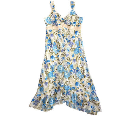 Jonathan Martin Studio Dress Womens 10 Slip MIdi Flowy Floral Watercolor Chiffon-image