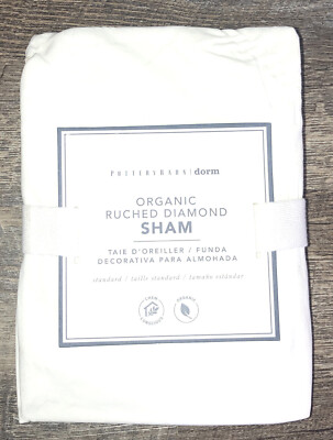 New Pottery Barn Dorm ORGANIC Ruched Diamond Sham Standard 26