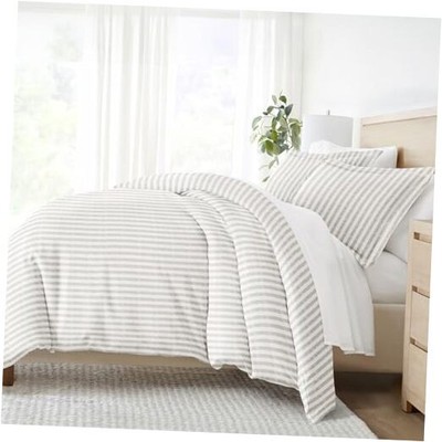 Twin Duvet Cover for Twin (Light Gray) - Twin/Twin XL Rugged Stripes Light Gray-image