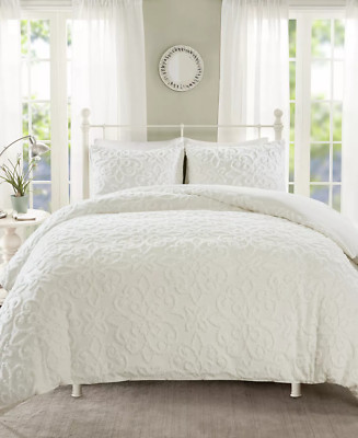 MADISON PARK Sabrina Tufted 3-Pc. Duvet Cover Set, Full/Queen White-image