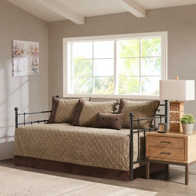 Madison Park 6 Piece Rustic Style Reversible Daybed Cover Set for Guest Room-image