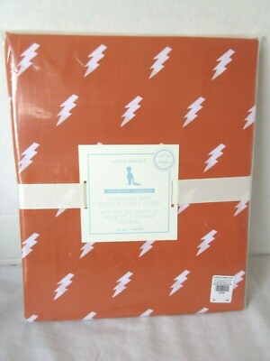 New Pottery Barn Kids Lightning Bolt Toddler Duvet Cover Orange Organic Cotton-image