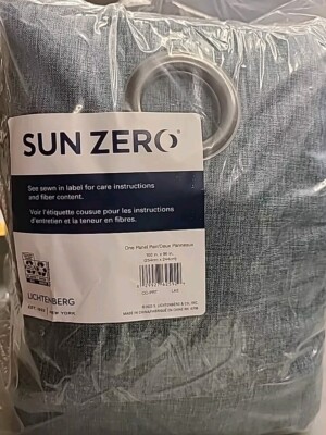 Sun Zero Grommet Top Single Curtain Panels 100 in x 96 in 1 Pair Blue Green-image