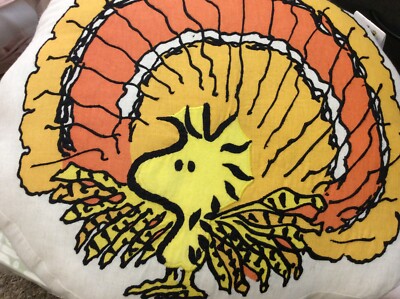 Pottery Barn Kids Woodstock Complete Pillow Thanksgiving Turkey Peanuts NWT!-image