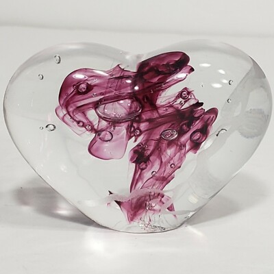 Vintage Penne Franks Simon Heart Shaped Glass Paperweight Signed Limited Edition-image