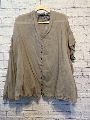 Rundholz dip blouse, Grey, Slightly Sheer, Accent bow on back collar, breezy!-image