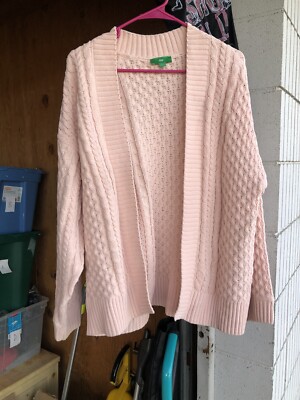 Dip Womens Wire Knit Pink Long Sleeve Open Cardigan  - Size M-image