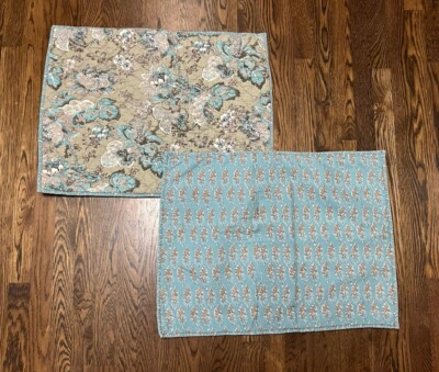 Pottery Barn Neena Patchwork Quilted Pair STANDARD Shams Floral 100% Cotton - 2-image