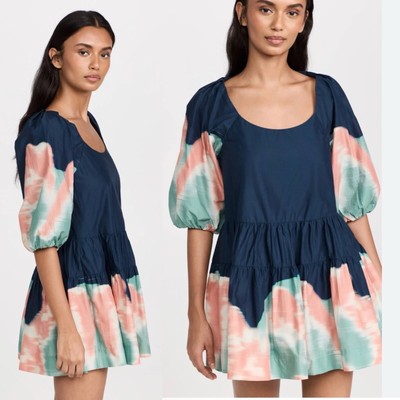 Jonathan Simkhai Standard Midnight Multi Dip Dye Cotton Mini Dress Sz L NWT $375-image