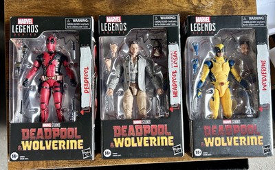 Complete 3 Fig Lot Deadpool Wolverine Headpool With  Logan Hasbro Authentic MB-image