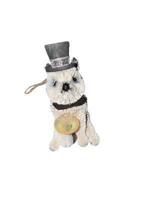 Pottery Barn Bottlebrush New Years Eve Puppy Dog with Martini Christmas Ornament-image