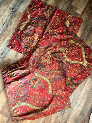 Pottery Barn Mira Red Green Paisley Moody Duvet Queen Set Euro Shams-image
