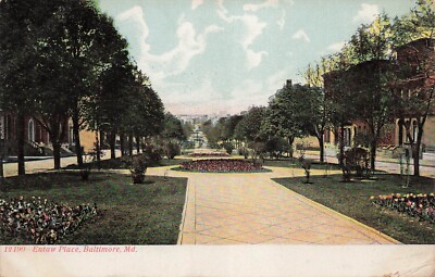 Baltimore Maryland MD Eutaw Place Madison Park Avenue Vtg Postcard G8-image