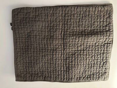 POTTERY BARN gray cotton linen pick stitched Standard Pillow Sham-image