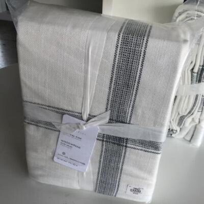 Pottery Barn Windowpane Duvet Cover Set Charcoal Snow White King 2 Std Shams 3pc-image