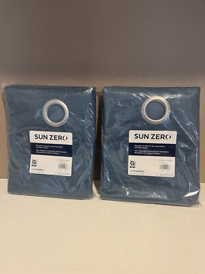 Pair - Sun Zero Lichtenberg 50” X  84” Curtains, Teal Blackout Style (1 Per pac)-image