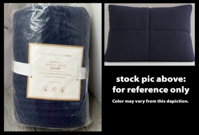 Pottery Barn Teen Waffle Jersey Back Pillow Sham, Classic Navy Standard Size-image